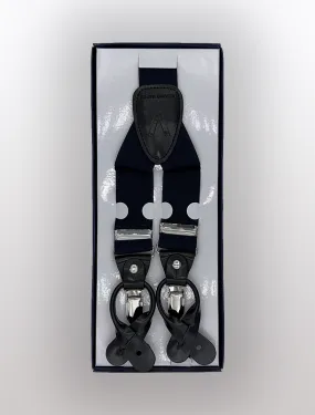 Men's Navy Suspenders | Elastic Button and Clip Convertible