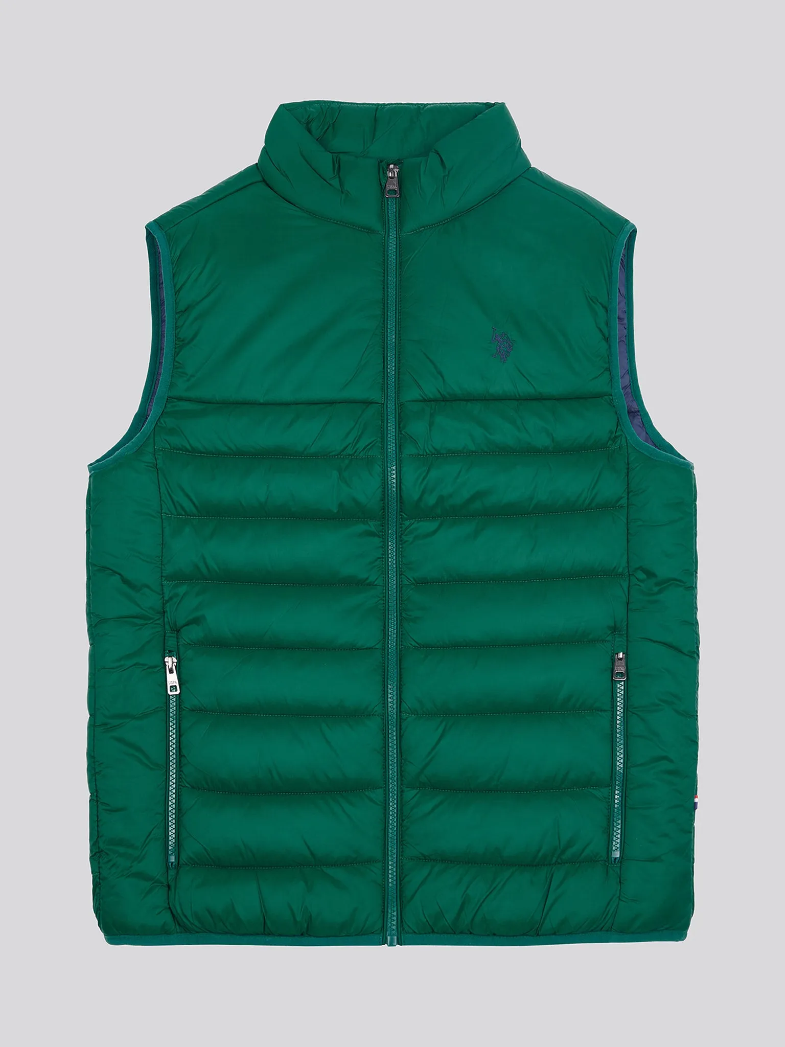 Mens Panelled Quilted Gilet in Rain Forest