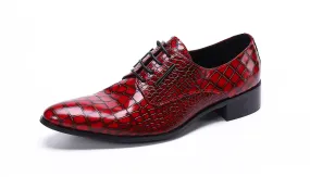 Men's Patent Leather Plaid Formal Derby Shoes