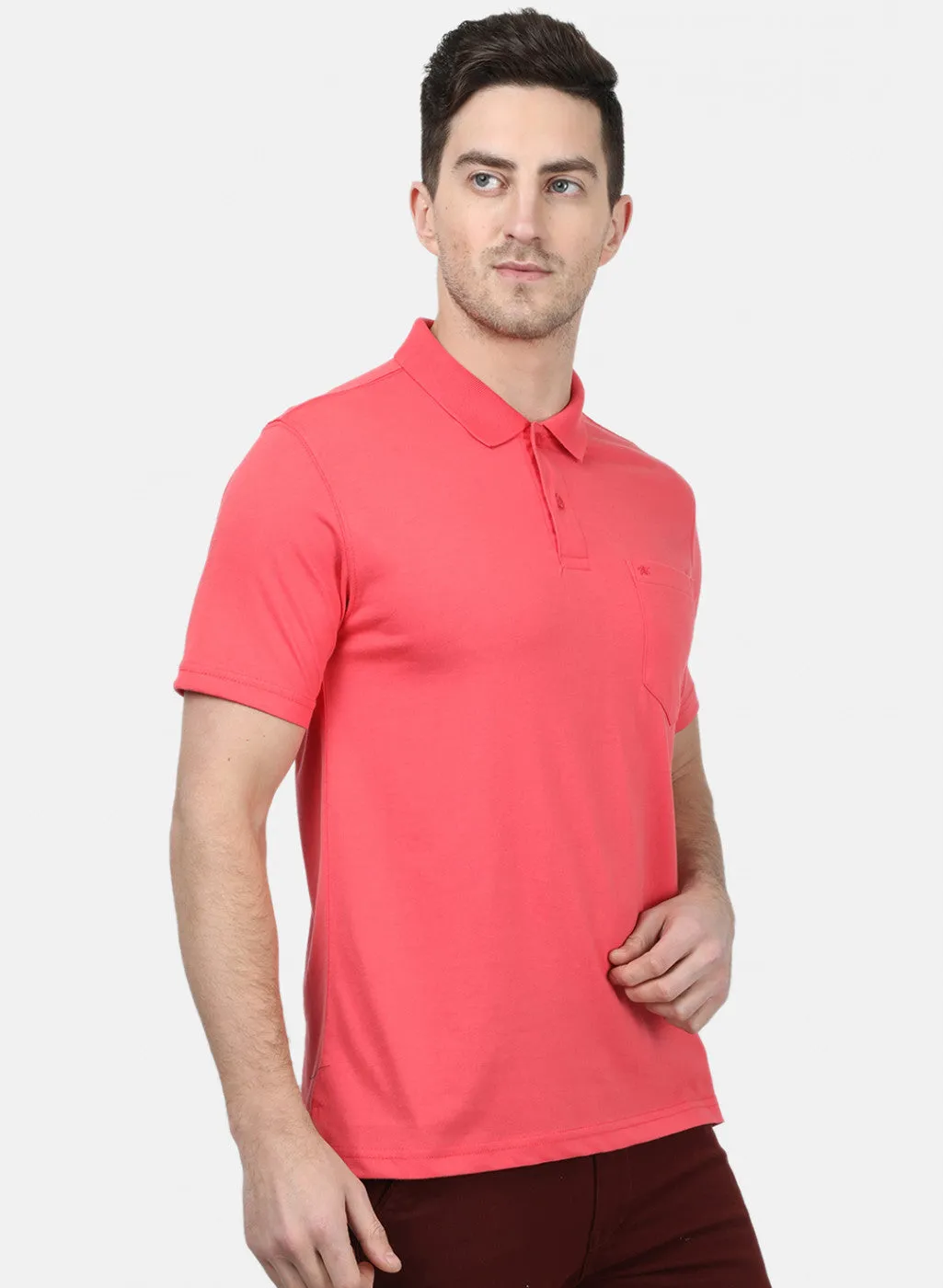 Mens Peach Plain T-Shirts
