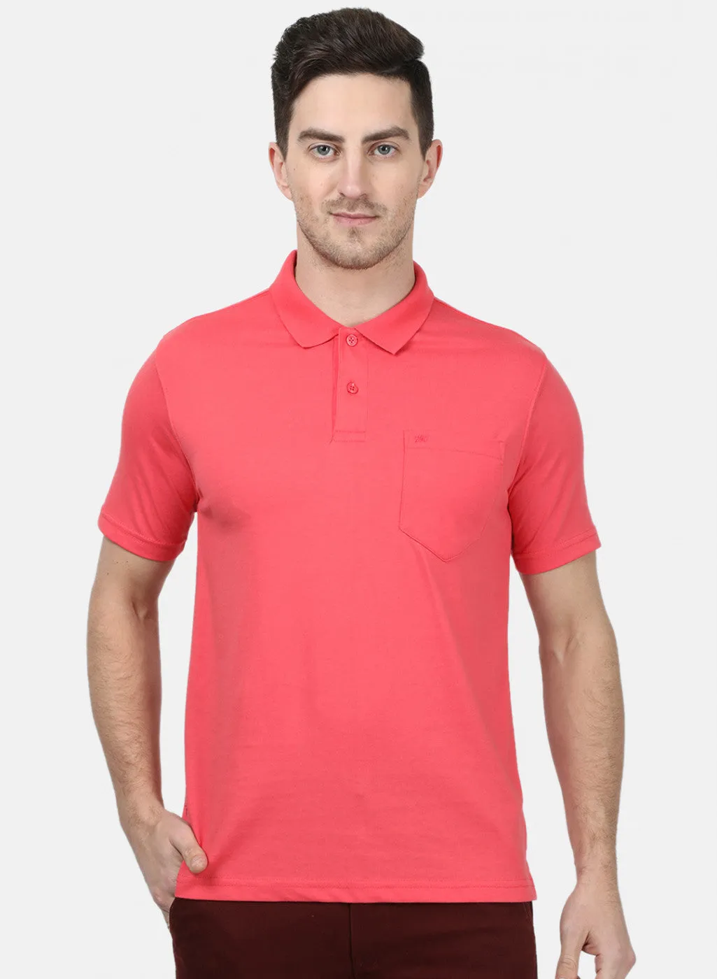 Mens Peach Plain T-Shirts