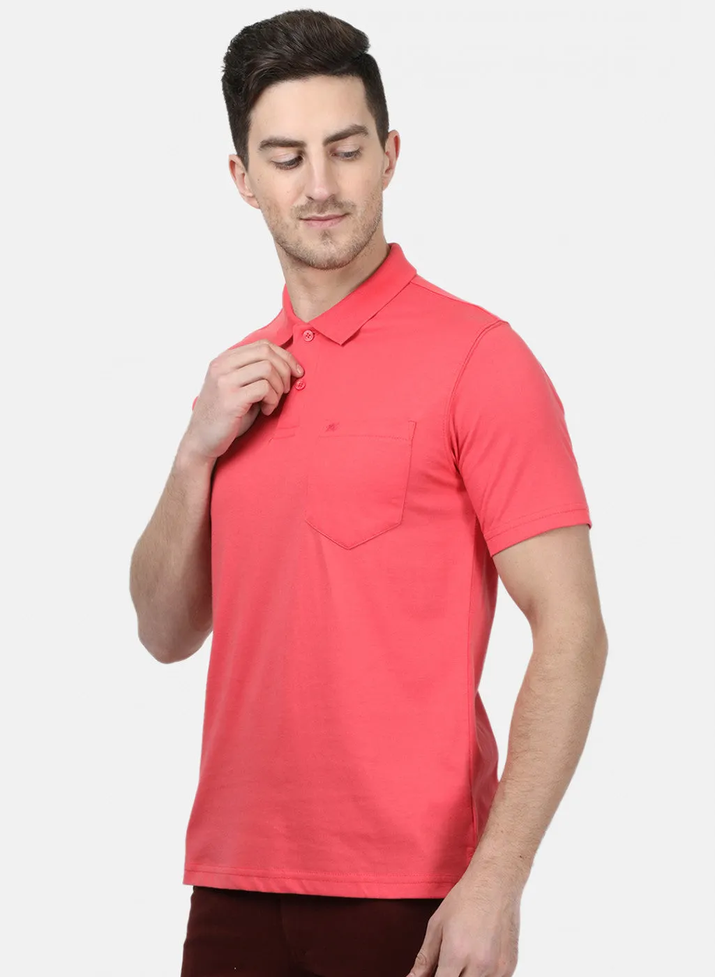 Mens Peach Plain T-Shirts