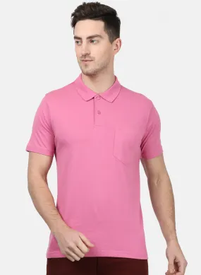 Mens Pink Plain T-Shirts