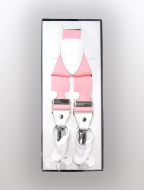 Men's Pink Suspenders | Elastic Button and Clip Convertible