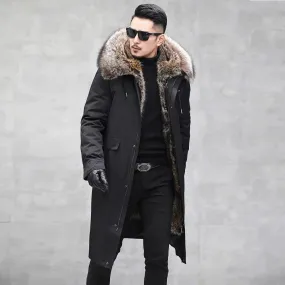 Men's Premium Extreme Cold Weather Thick Winter Faux Fur Parka Anorak Trench Jacket Coat