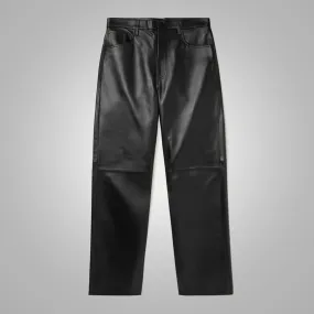 Mens Real Black Sheep Skin Fashion Leather Jeans Pant
