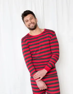 Mens Red & Grey Stripes Pajamas