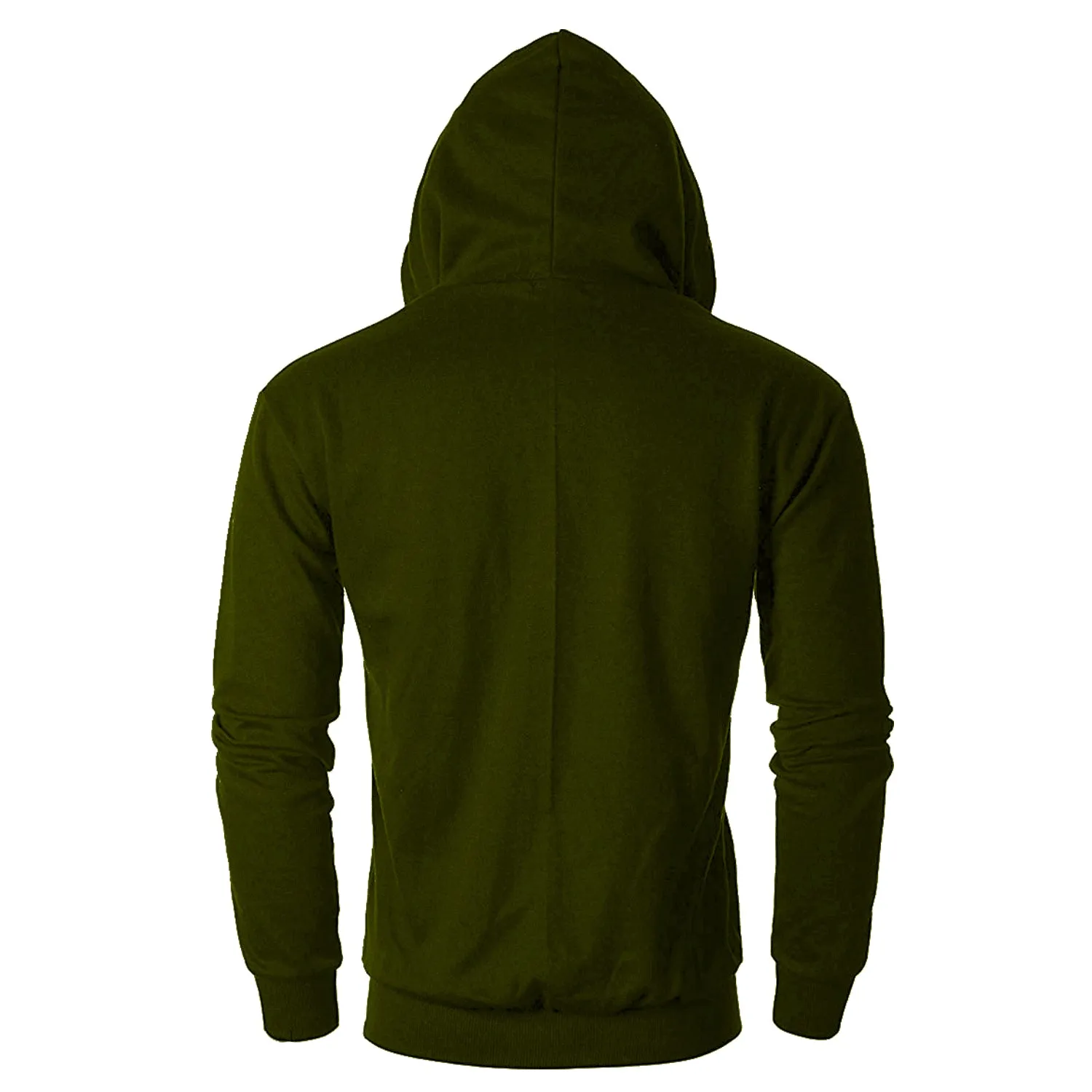 Men's Relaxed Fit Solid Olive Green Sweatshirt Kangaroo Hoodies By LazyChunks