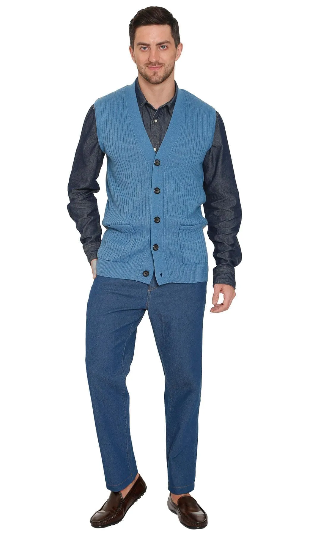 Men's Ribbed Button Front Vest Sweater – Button Up Vest in a Handsome Ribbed Knit