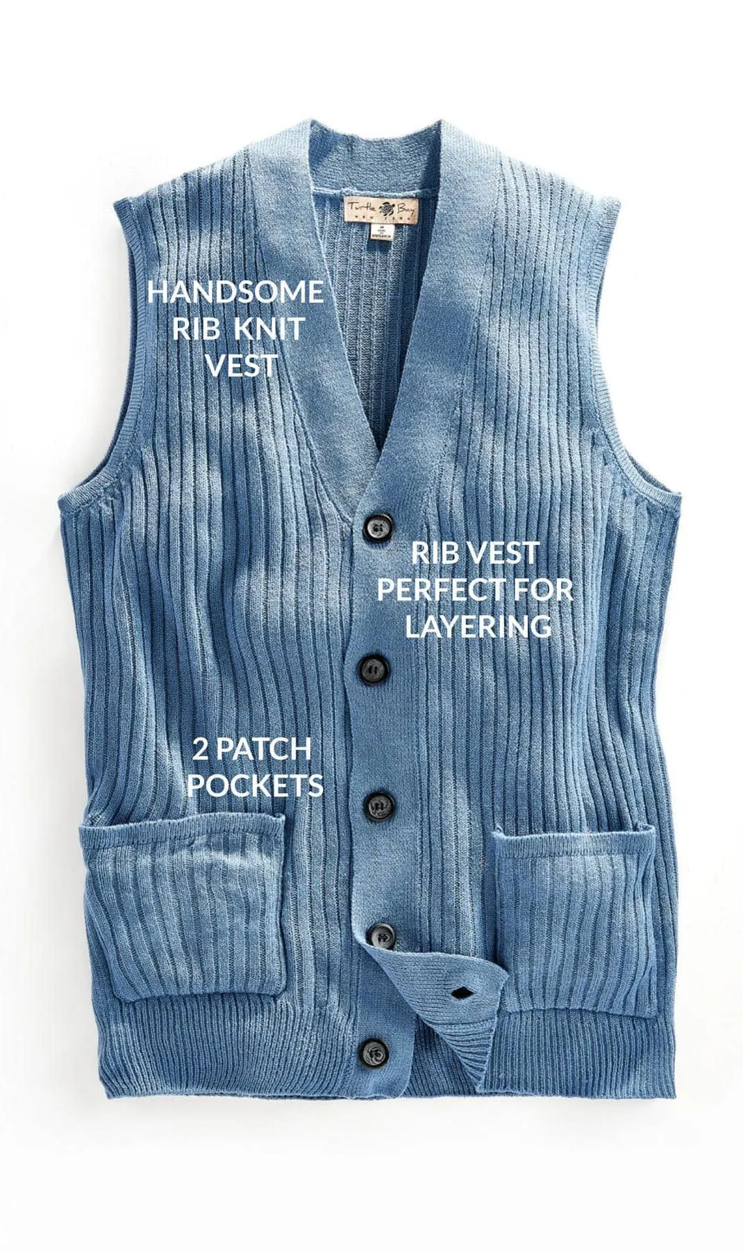Men's Ribbed Button Front Vest Sweater – Button Up Vest in a Handsome Ribbed Knit