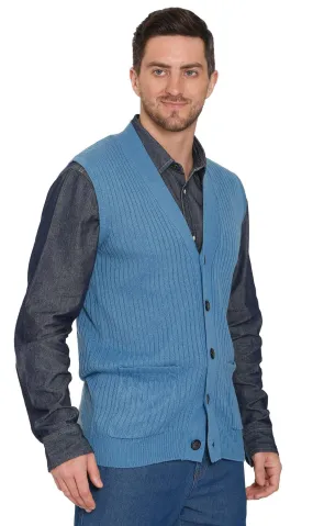 Men's Ribbed Button Front Vest Sweater – Button Up Vest in a Handsome Ribbed Knit