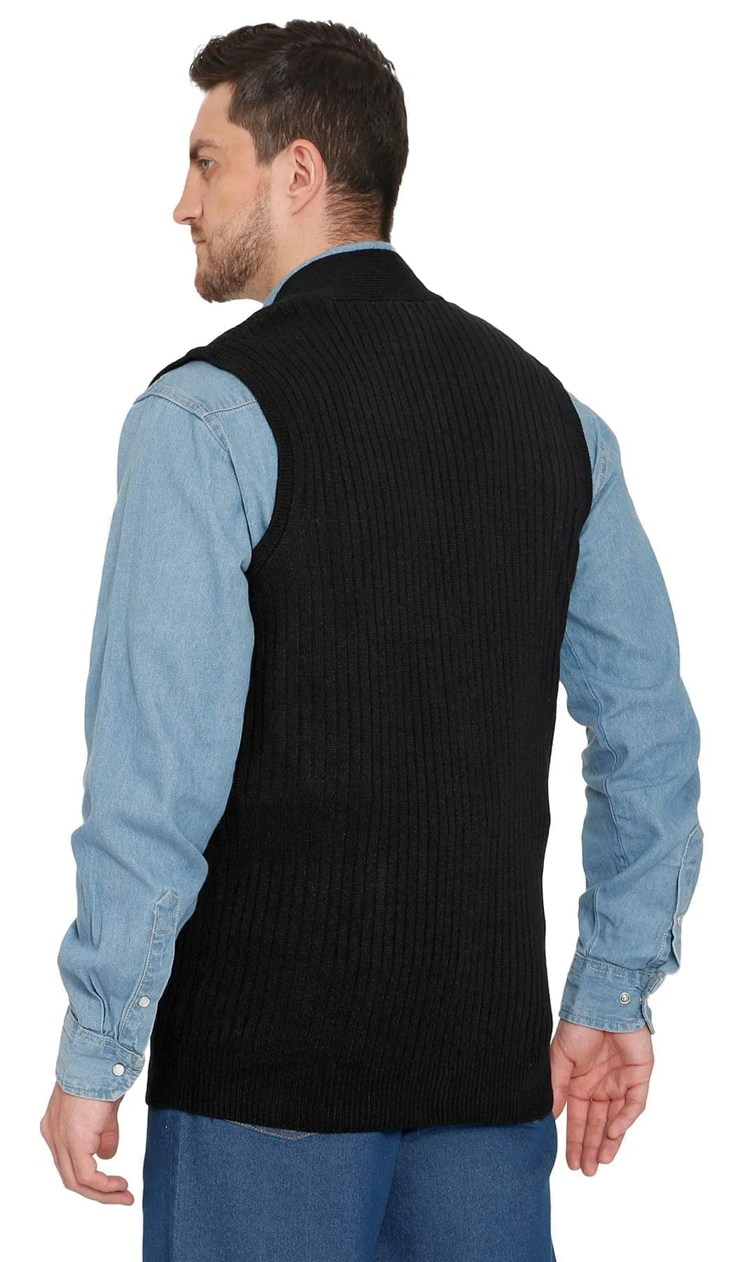 Men's Ribbed Button Front Vest Sweater – Button Up Vest in a Handsome Ribbed Knit