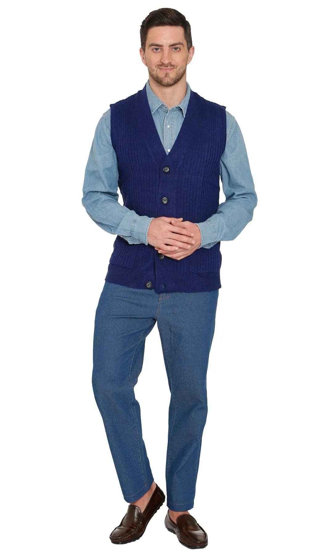 Men's Ribbed Button Front Vest Sweater – Button Up Vest in a Handsome Ribbed Knit