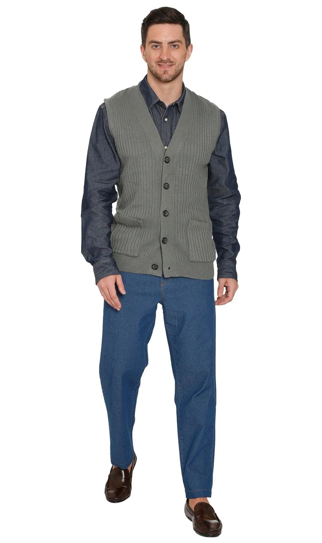 Men's Ribbed Button Front Vest Sweater – Button Up Vest in a Handsome Ribbed Knit