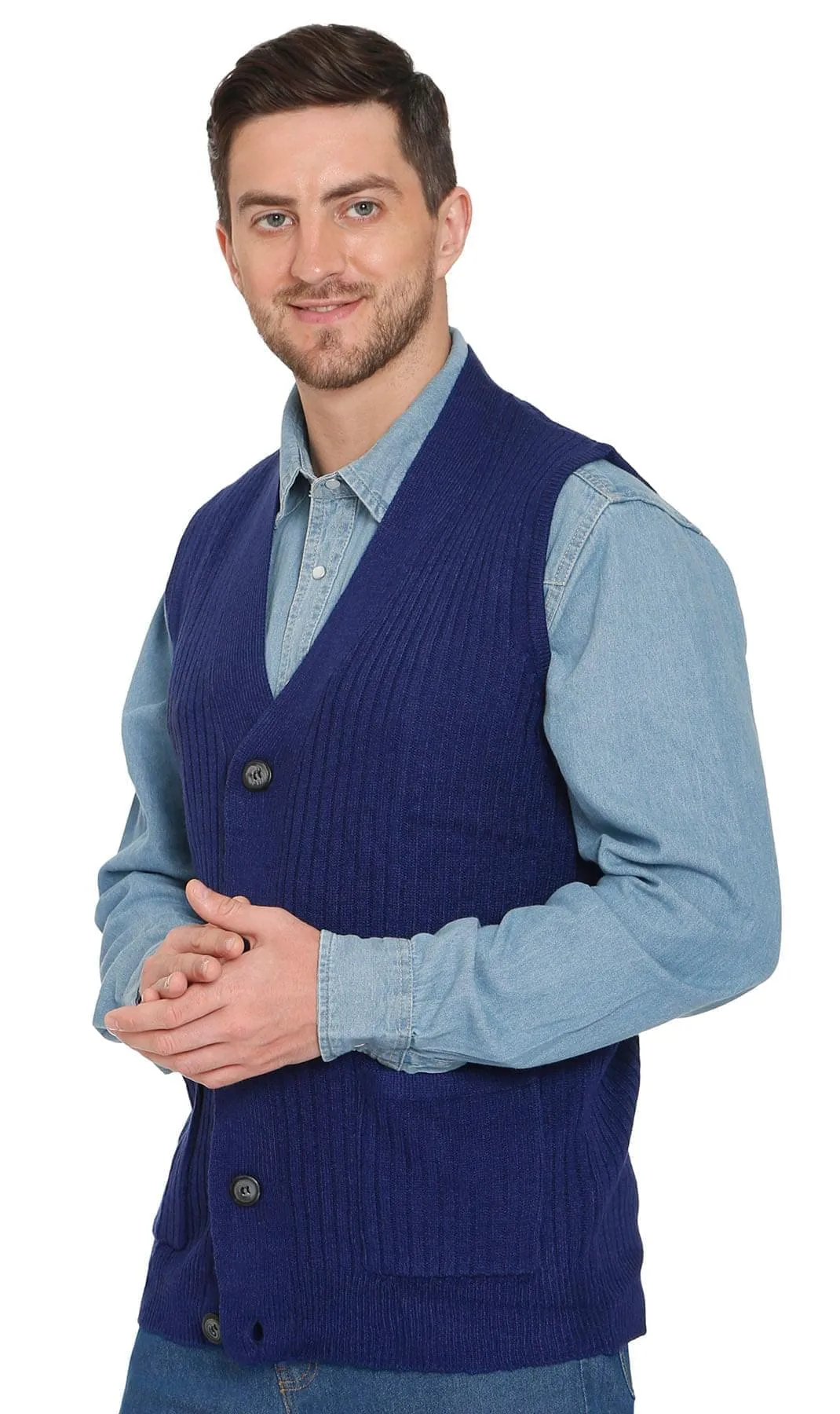 Men's Ribbed Button Front Vest Sweater – Button Up Vest in a Handsome Ribbed Knit