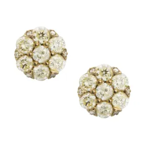 Men's Round Cluster Diamond Stud Earrings 1.25ct 10K Yellow Gold