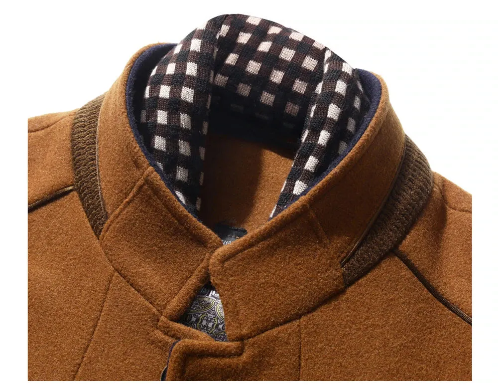 Men's Scarf Collar Cotton Padded Woolen Coat