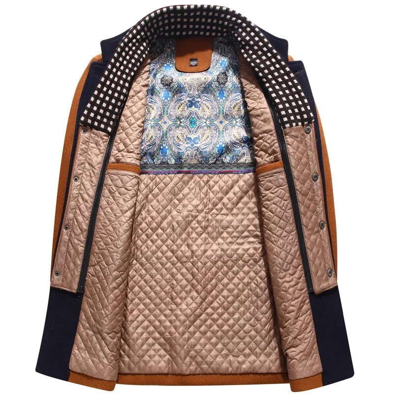 Men's Scarf Collar Cotton Padded Woolen Coat