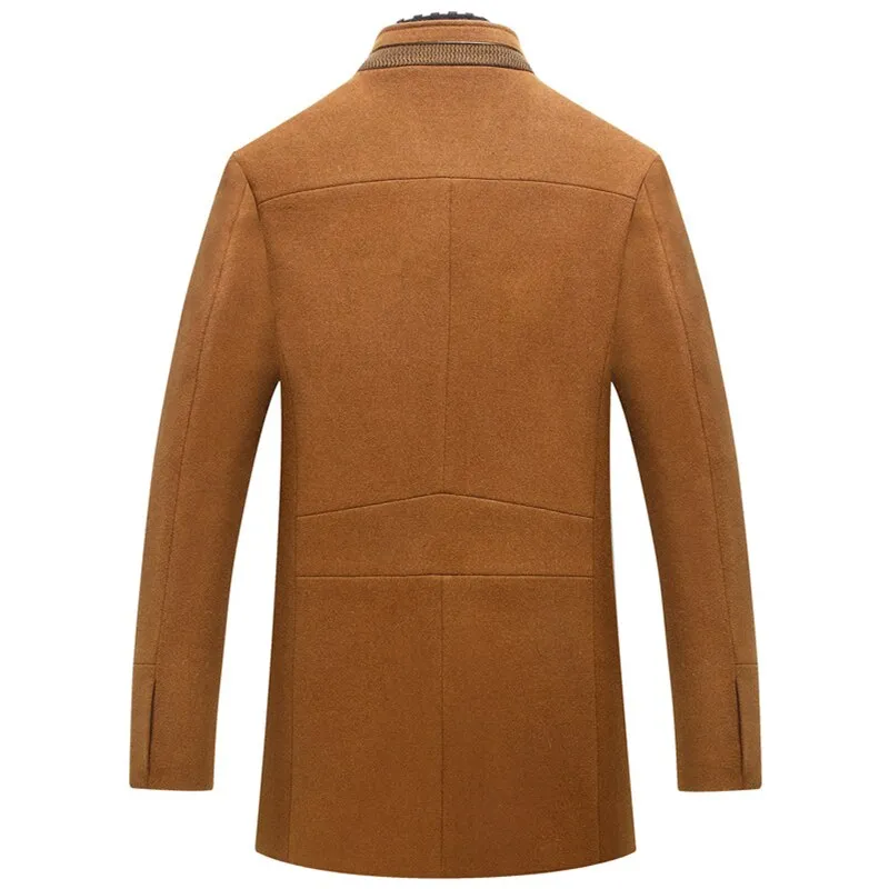 Men's Scarf Collar Cotton Padded Woolen Coat