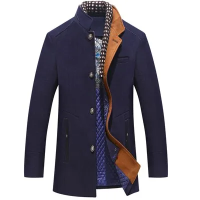 Men's Scarf Collar Cotton Padded Woolen Coat