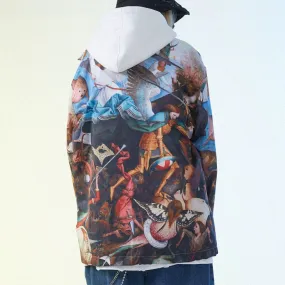 Men's Single Breasted Windbreaker With Print