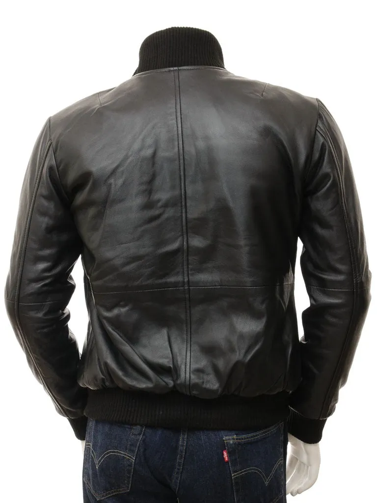 Mens Superlative Black Retro Bomber Jacket