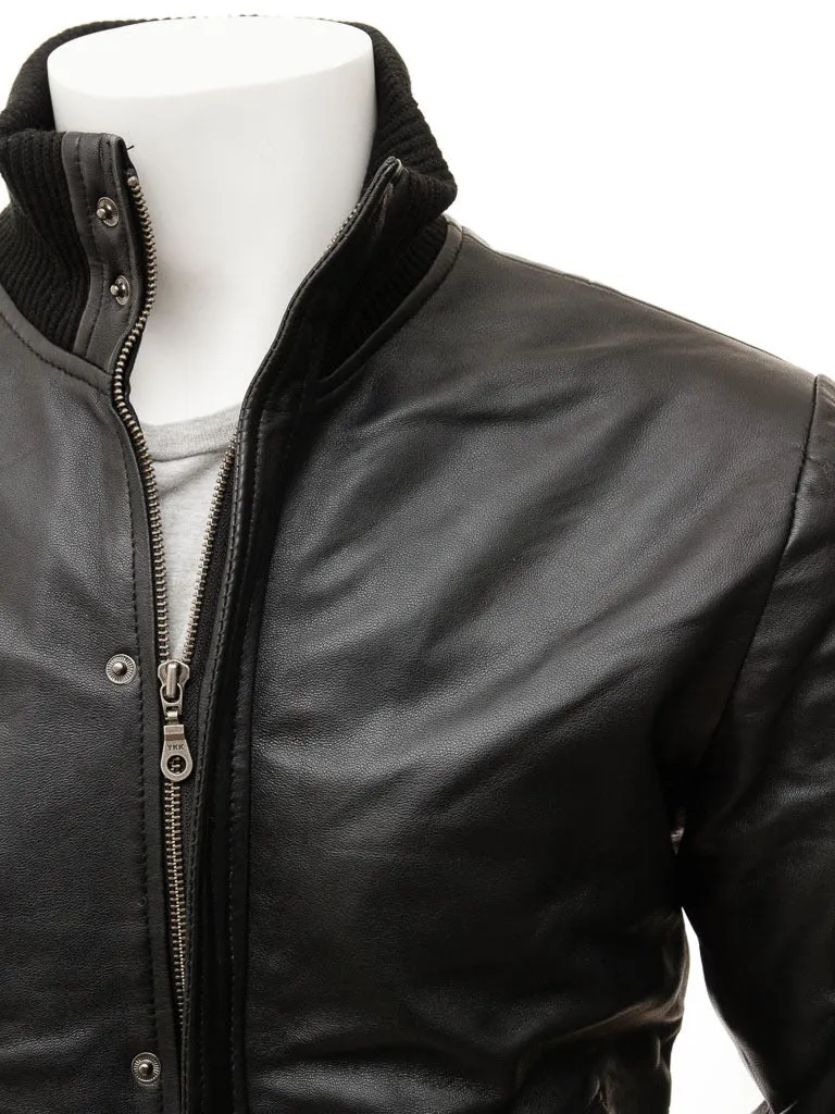 Mens Superlative Black Retro Bomber Jacket