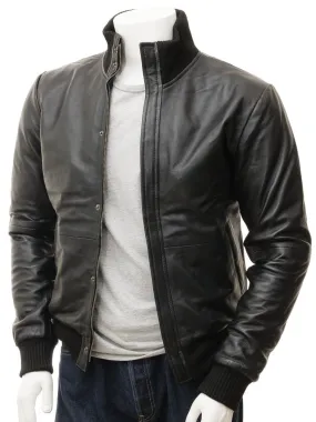 Mens Superlative Black Retro Bomber Jacket