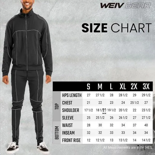 Mens Track Sets with Reflective Piping