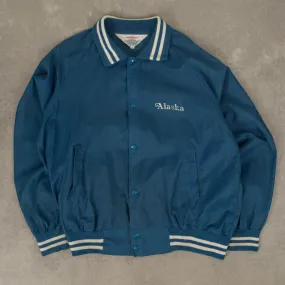 MEN'S VINTAGE 1990S ALASKA NYLON VARSITY BOMBER JACKET - LARGE
