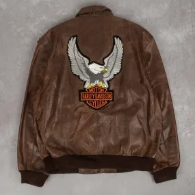 MEN'S VINTAGE 1990S LEATHER BOMBER JACKET - LARGE