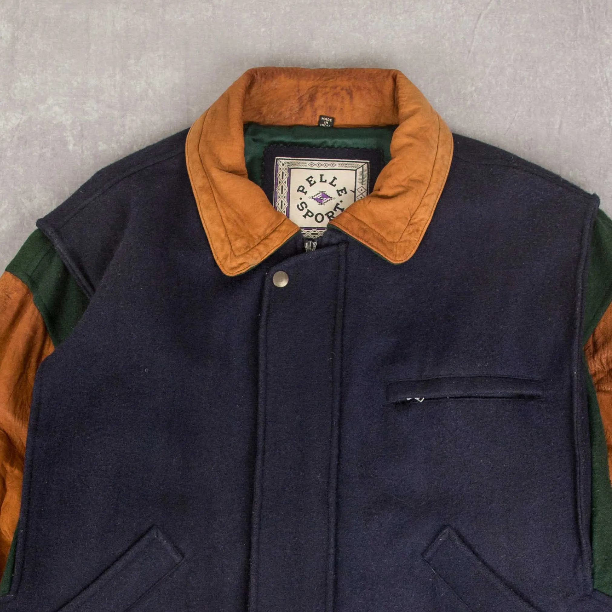 MEN'S VINTAGE 1990S SUEDE WOOL LEATHER BOMBER JACKET - X-LARGE