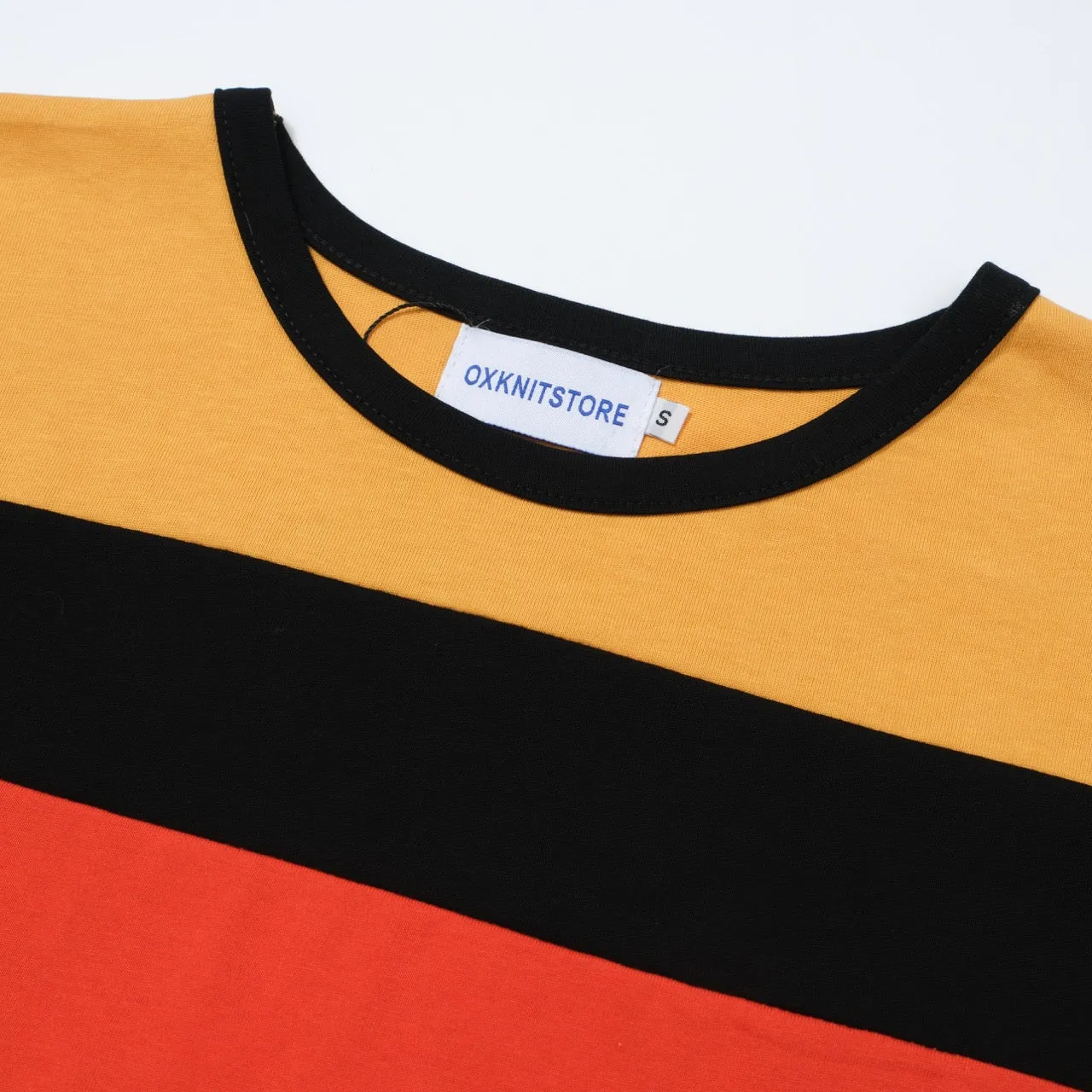 Men's Yellow 70s chest stripe Cotton T-Shirt