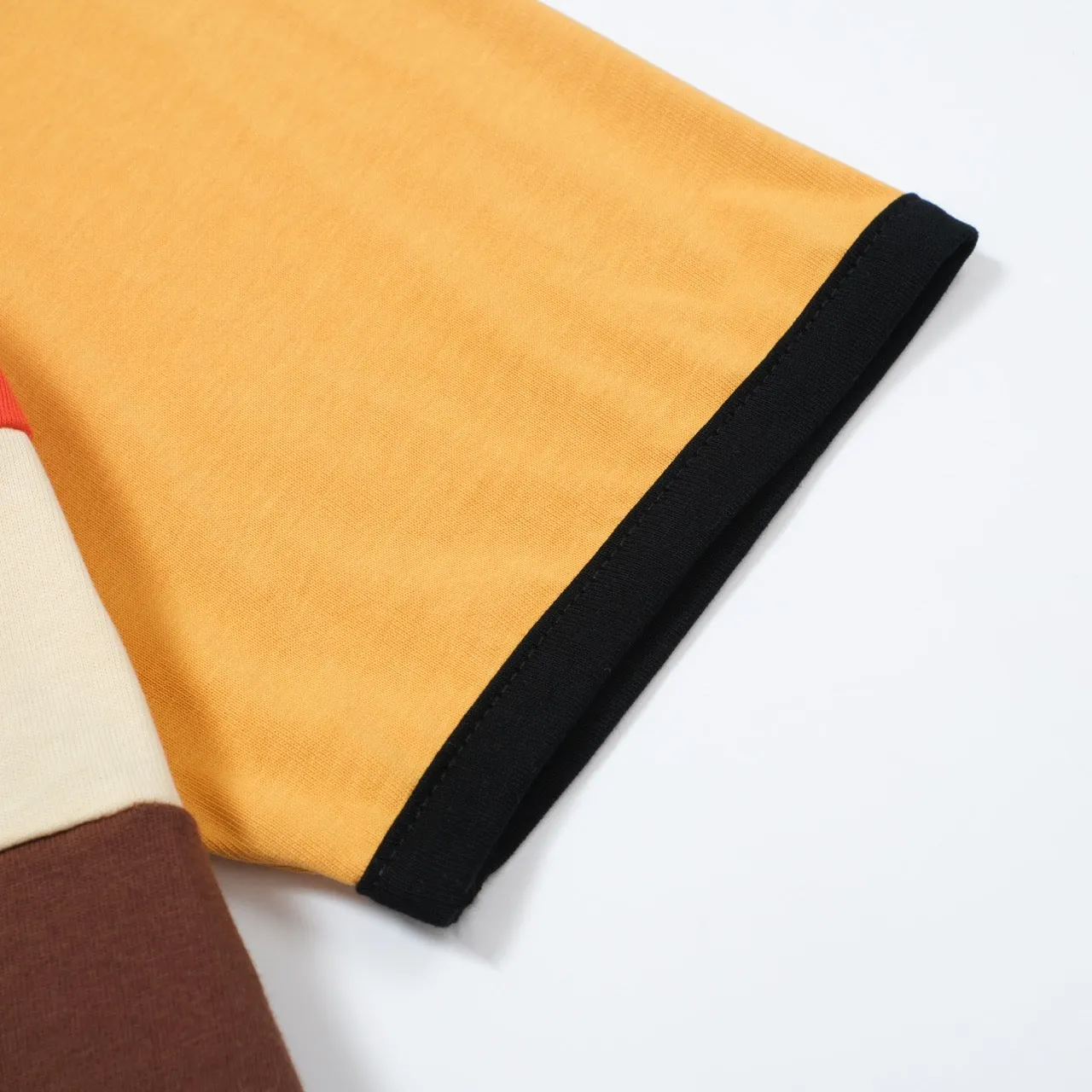 Men's Yellow 70s chest stripe Cotton T-Shirt