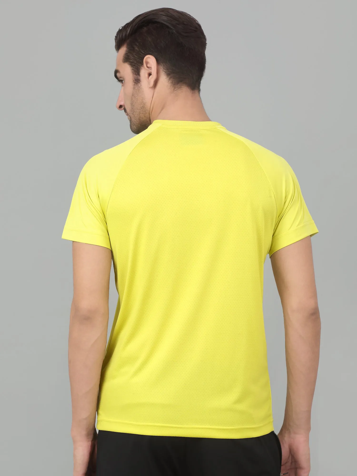 Men's Yellow  Round neck Raglan Half Sleeve T-Shirt with Graphic Print