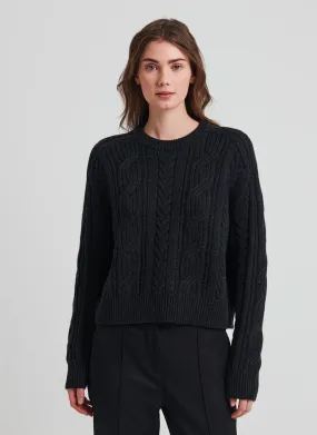 Merino Boyfriend Cable Crew Sweater