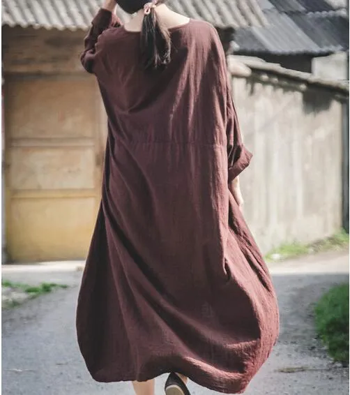Mermaid Women Dresses Linen Cotton  Women Dresses Vintage Style CH90423