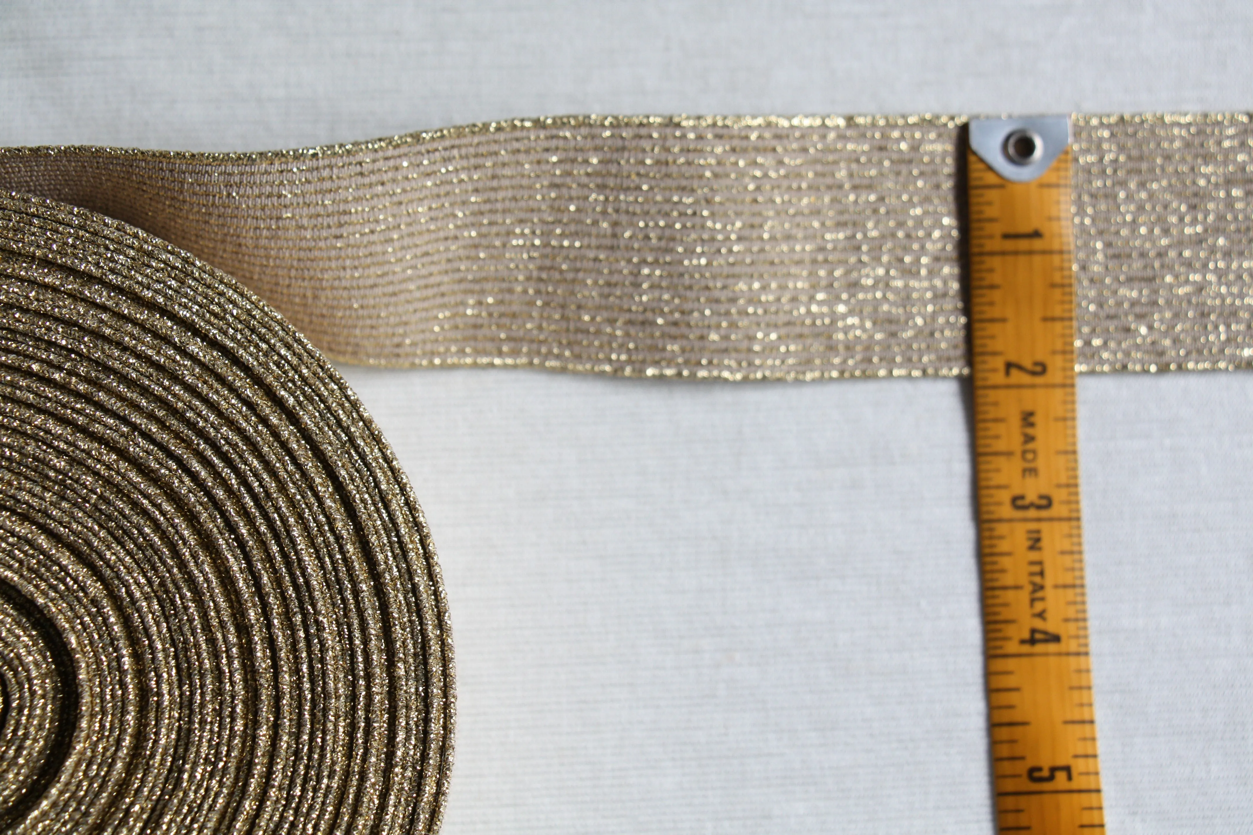Metallic Fancy Elastic (50mm/ 2") - Brilliant Gold