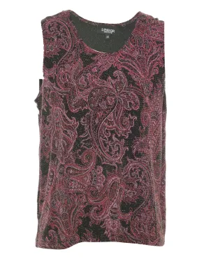Metallic Finish Paisley Evening Top - L