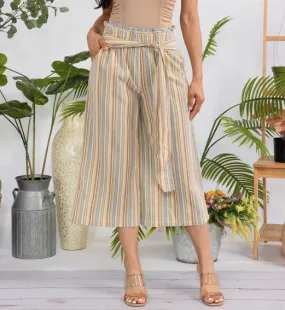 MHK001 - STRIPE WAIST TIE WIDE PANTS