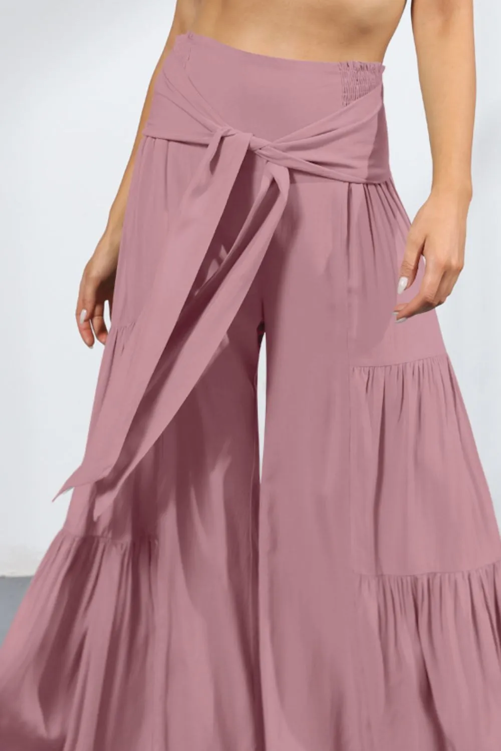 MIA Tie Front Tiered Culottes