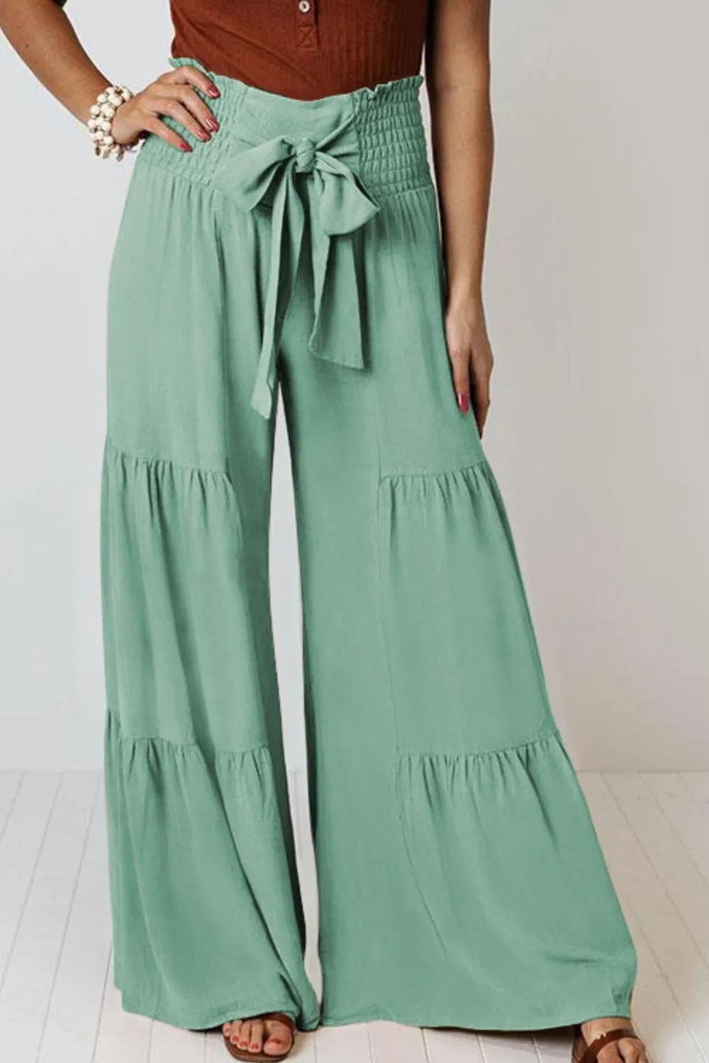 MIA Tie Front Tiered Culottes