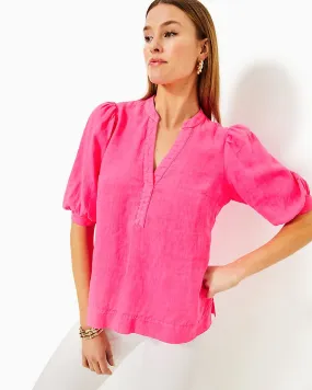 Mialeigh Elbow Sleeve Linen Top