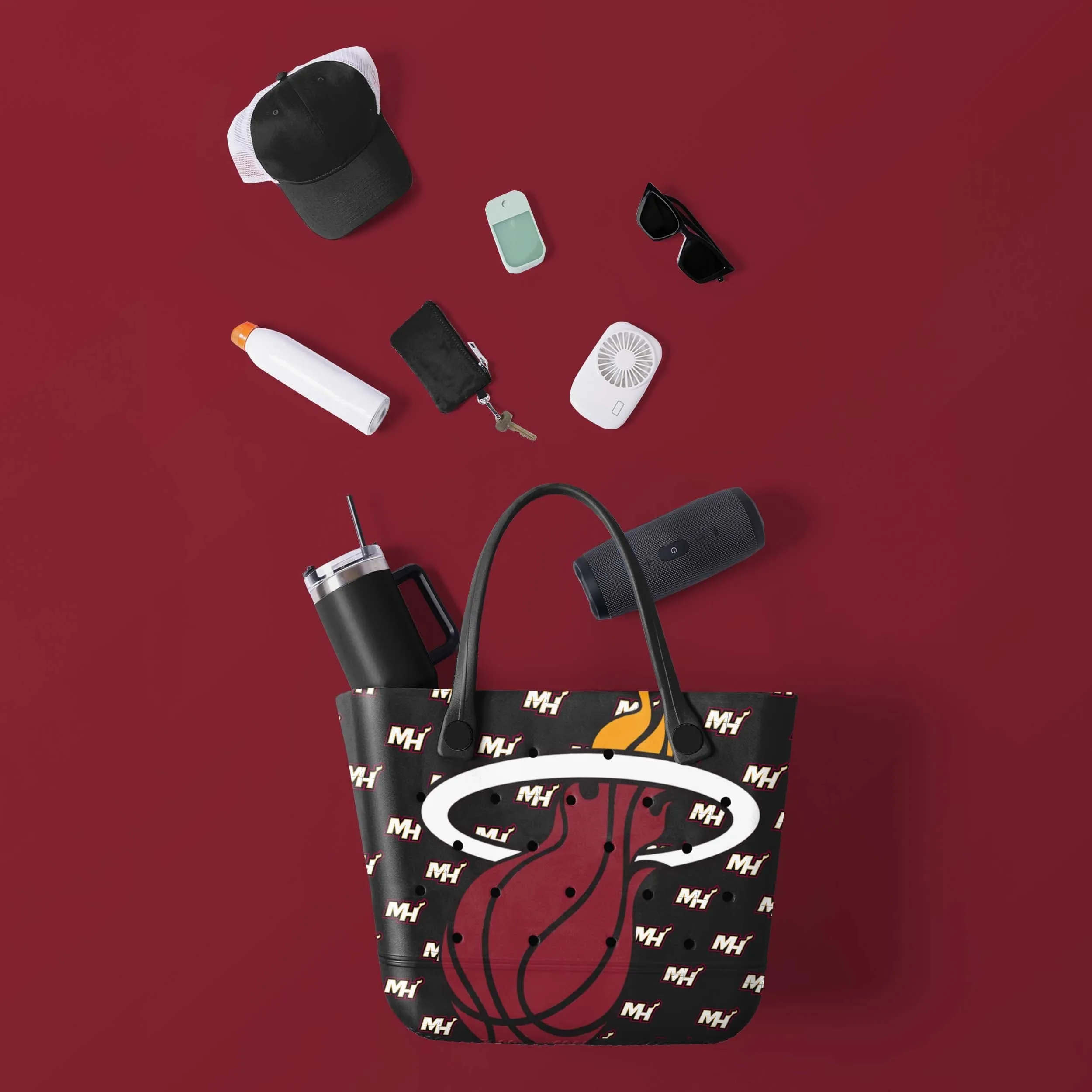 Miami Heat NBA Big Logo Mini Print Tailgate Tote Bag (PREORDER - SHIPS LATE JANUARY)
