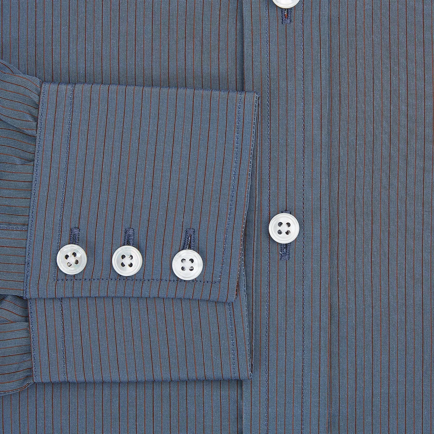 Mid Blue Red Stripe Regular Fit Mayfair Shirt