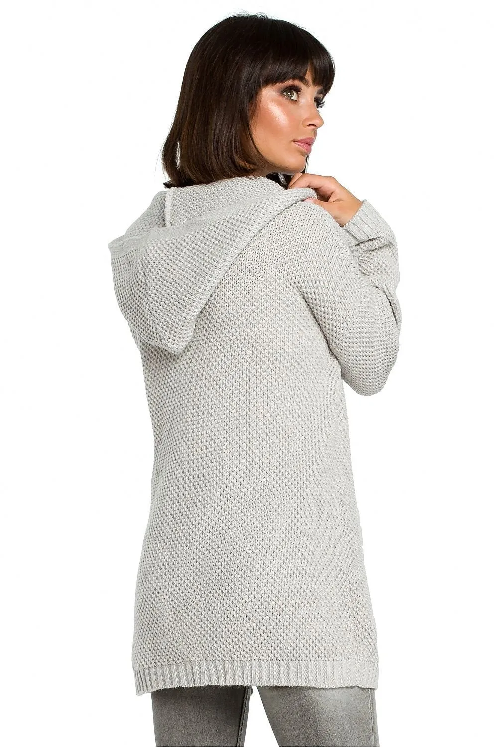 Mid Length Knitted Cardigan with Hood
