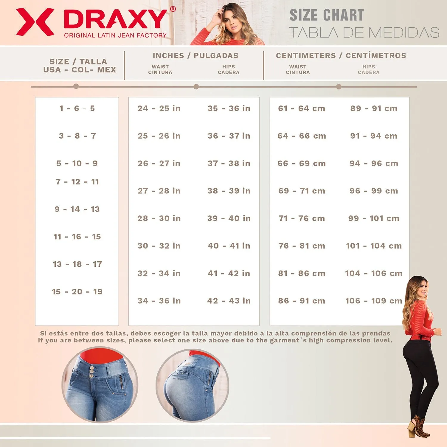 Mid Rise Butt Lifter Colombian Jeans for Women Draxy 1324