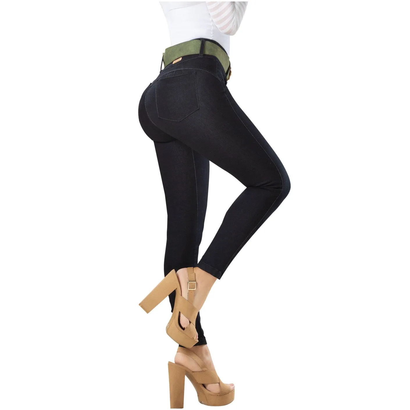 Mid Rise Butt Lifter Colombian Jeans for Women Draxy 1324
