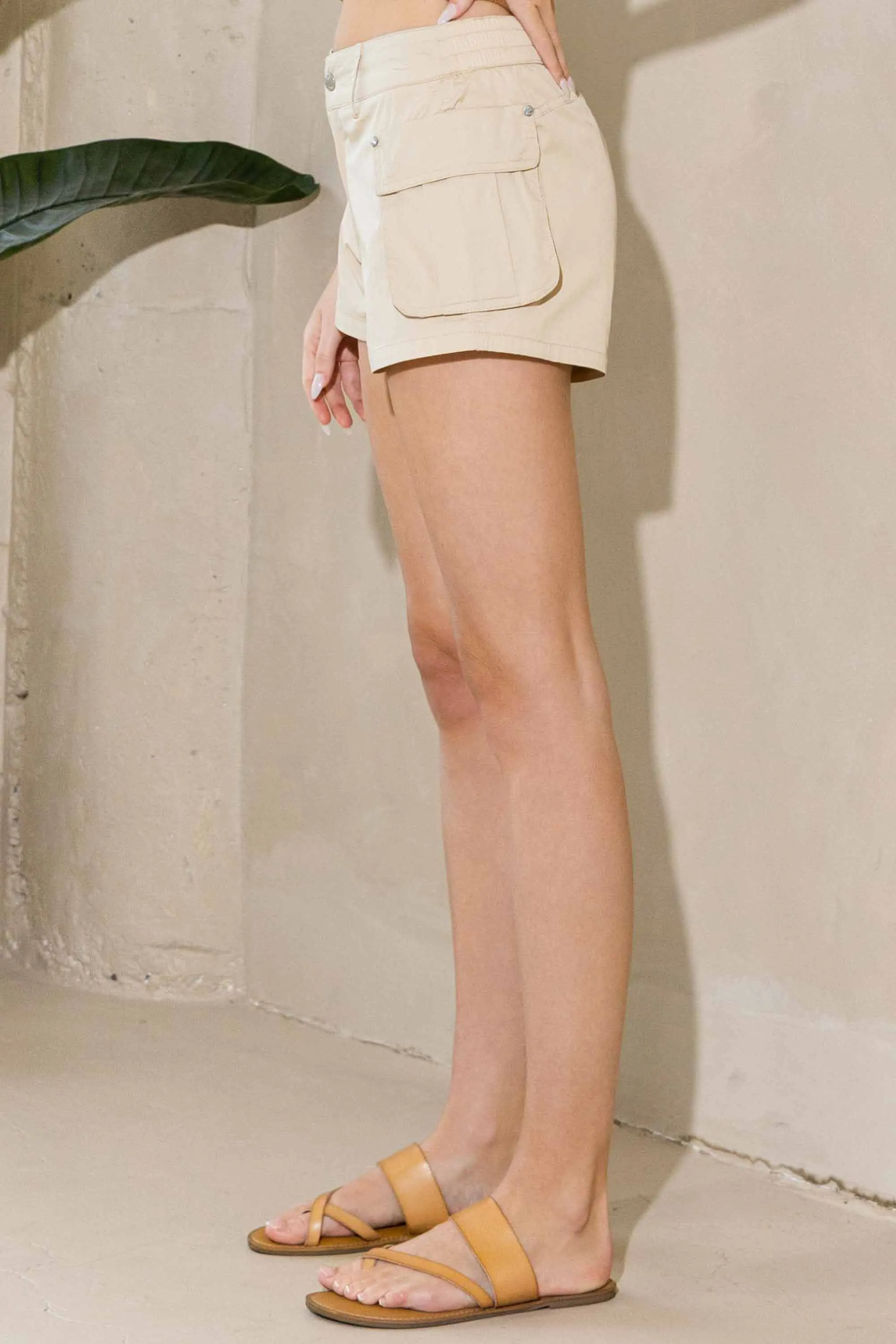 Mid Rise Elastic Waist Caro Shorts