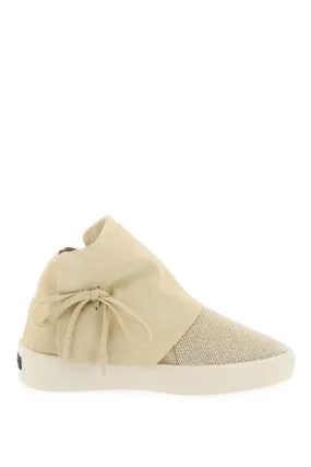 MID-TOP SUEDE AND BEAD SNEAKERS.